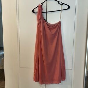 Soft Pink Chiffon One Shoulder Dress